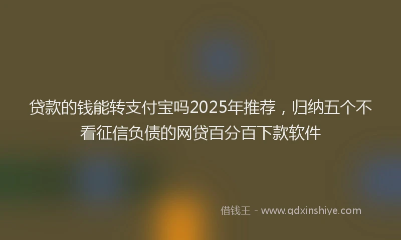 贷款的钱能转支付宝吗2025年推荐，归纳五个不看征信负债的网贷百分百下款软件