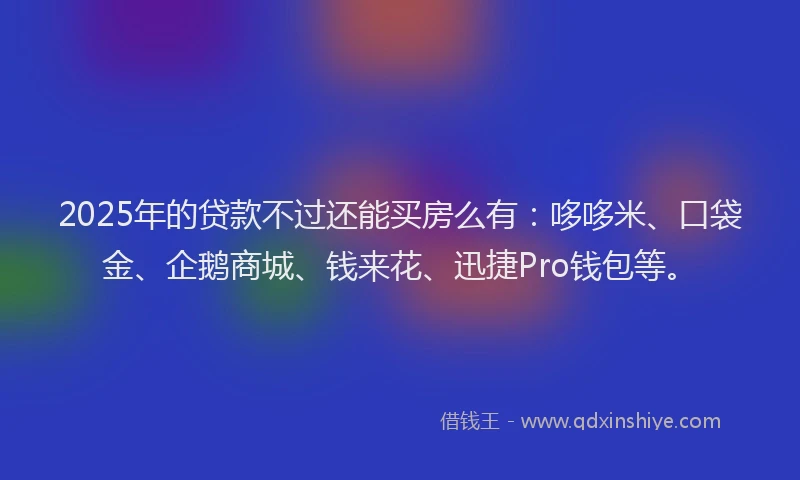 2025年的贷款不过还能买房么有：哆哆米、口袋金、企鹅商城、钱来花、迅捷Pro钱包等。
