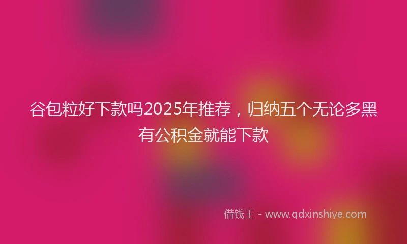 谷包粒好下款吗2025年推荐，归纳五个无论多黑有公积金就能下款