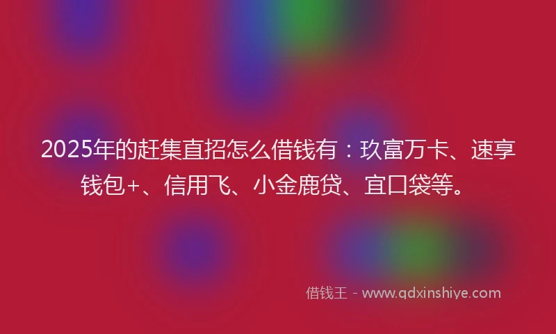 2025年的赶集直招怎么借钱有：玖富万卡、速享钱包+、信用飞、小金鹿贷、宜口袋等。
