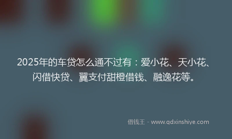 2025年的车贷怎么通不过有：爱小花、天小花、闪借快贷、翼支付甜橙借钱、融逸花等。