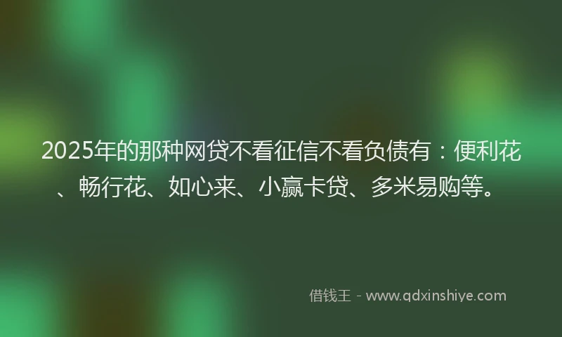 2025年的那种网贷不看征信不看负债有：便利花、畅行花、如心来、小赢卡贷、多米易购等。