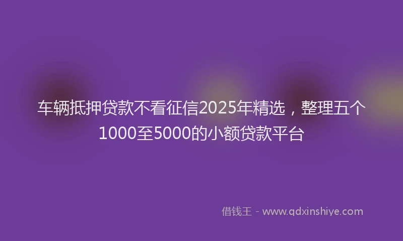 车辆抵押贷款不看征信2025年精选，整理五个1000至5000的小额贷款平台