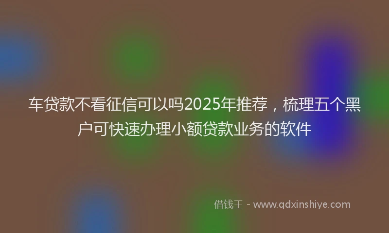 车贷款不看征信可以吗2025年推荐，梳理五个黑户可快速办理小额贷款业务的软件