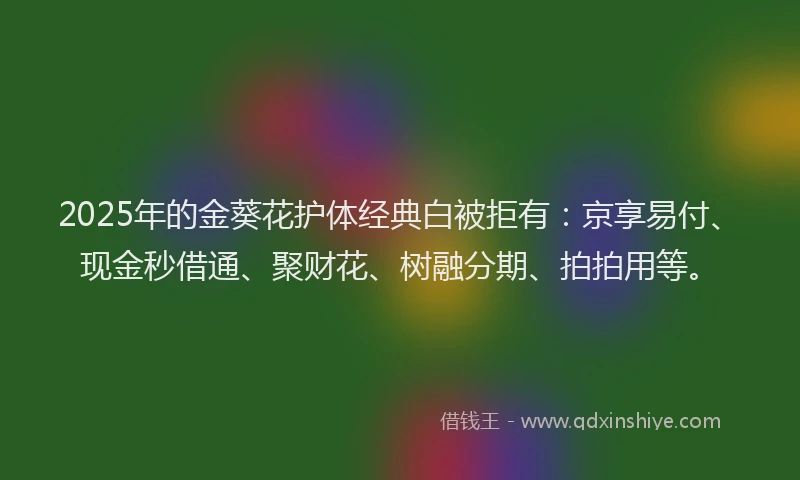 2025年的金葵花护体经典白被拒有：京享易付、现金秒借通、聚财花、树融分期、拍拍用等。