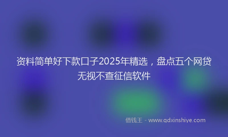资料简单好下款口子2025年精选，盘点五个网贷无视不查征信软件