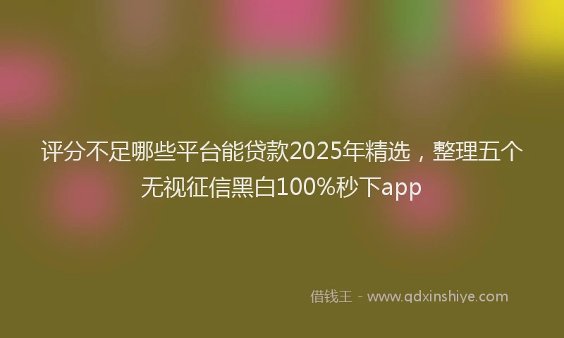 评分不足哪些平台能贷款2025年精选，整理五个无视征信黑白100%秒下app