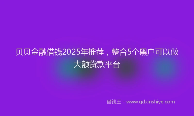 贝贝金融借钱2025年推荐，整合5个黑户可以做大额贷款平台