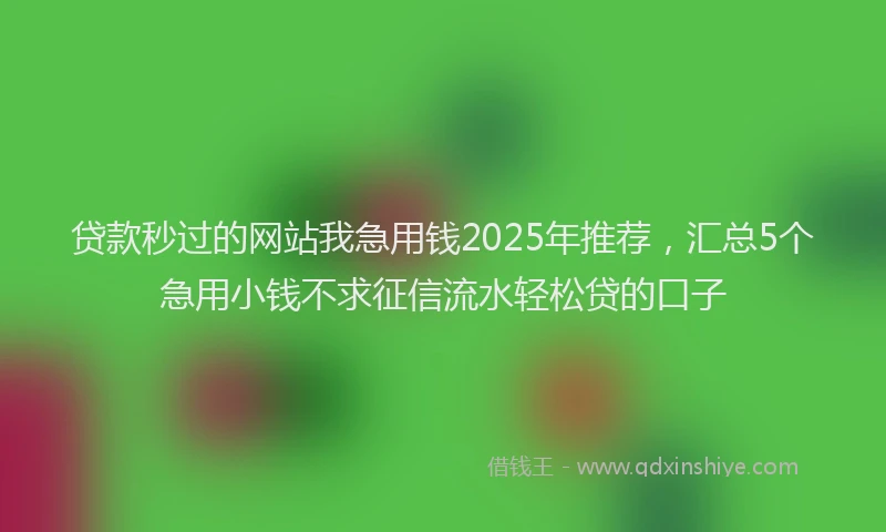 贷款秒过的网站我急用钱2025年推荐，汇总5个急用小钱不求征信流水轻松贷的口子