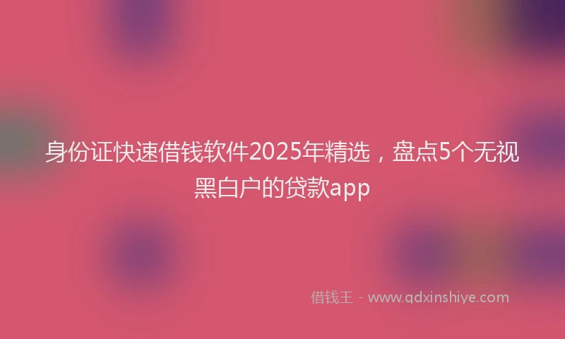 身份证快速借钱软件2025年精选，盘点5个无视黑白户的贷款app