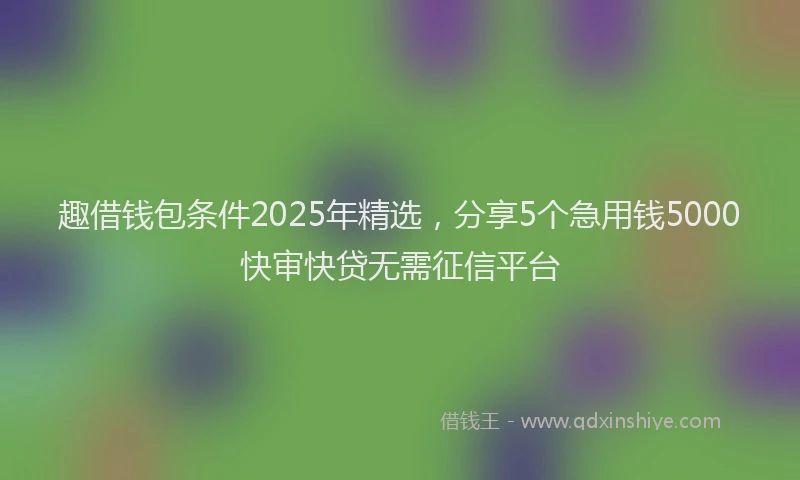 趣借钱包条件2025年精选，分享5个急用钱5000快审快贷无需征信平台