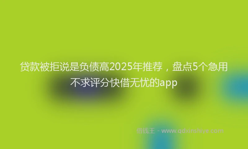 贷款被拒说是负债高2025年推荐，盘点5个急用不求评分快借无忧的app