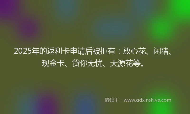 2025年的返利卡申请后被拒有：放心花、闲猪、现金卡、贷你无忧、天源花等。