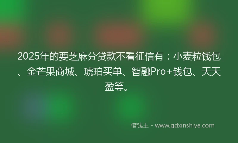 2025年的要芝麻分贷款不看征信有：小麦粒钱包、金芒果商城、琥珀买单、智融Pro+钱包、天天盈等。
