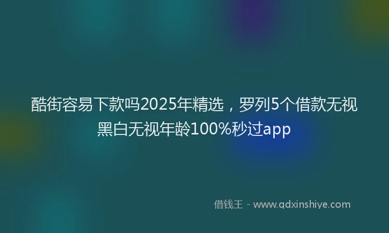 酷街容易下款吗2025年精选，罗列5个借款无视黑白无视年龄100%秒过app