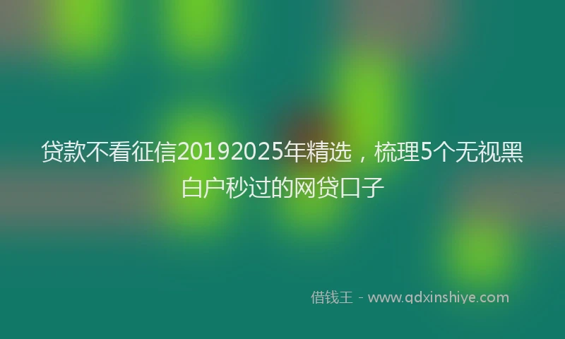 贷款不看征信20192025年精选，梳理5个无视黑白户秒过的网贷口子