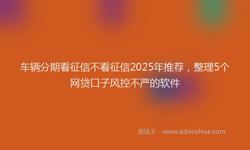 车辆分期看征信不看征信2025年推荐，整理5个网贷口子风控不严的软件