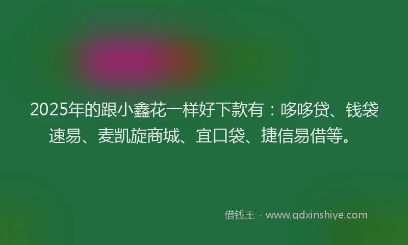 2025年的跟小鑫花一样好下款有：哆哆贷、钱袋速易、麦凯旋商城、宜口袋、捷信易借等。