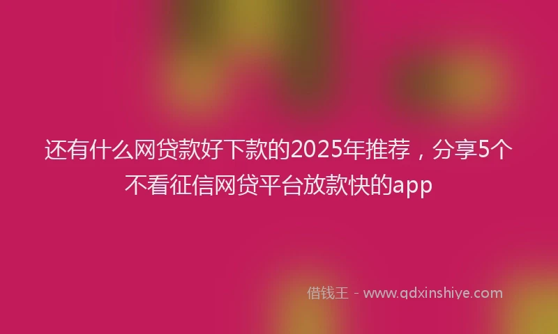 还有什么网贷款好下款的2025年推荐，分享5个不看征信网贷平台放款快的app