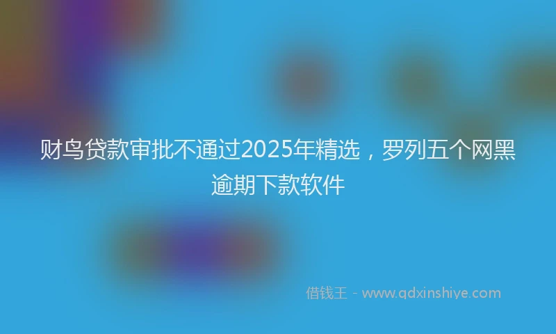 财鸟贷款审批不通过2025年精选，罗列五个网黑逾期下款软件
