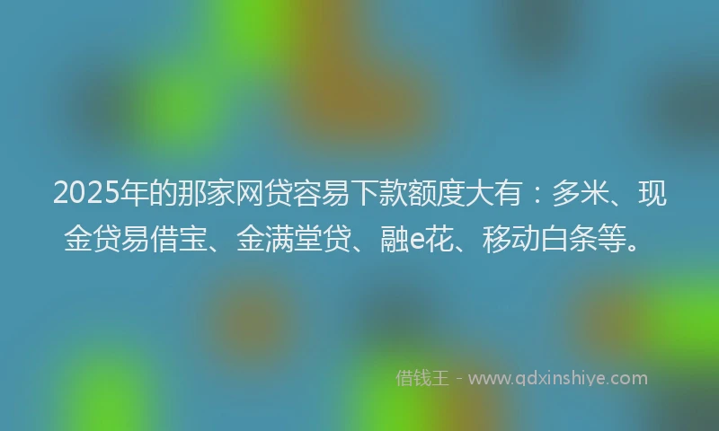 2025年的那家网贷容易下款额度大有：多米、现金贷易借宝、金满堂贷、融e花、移动白条等。