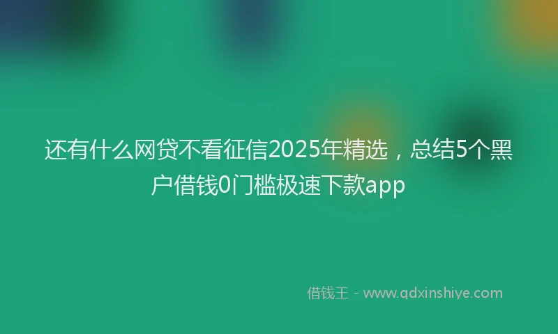 还有什么网贷不看征信2025年精选，总结5个黑户借钱0门槛极速下款app