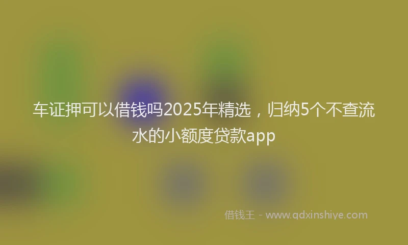 车证押可以借钱吗2025年精选，归纳5个不查流水的小额度贷款app