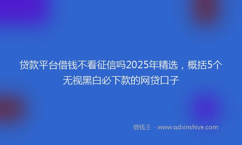 贷款平台借钱不看征信吗2025年精选，概括5个无视黑白必下款的网贷口子