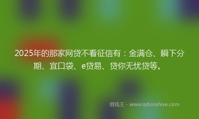 2025年的那家网贷不看征信有：金满仓、瞬下分期、宜口袋、e贷易、贷你无忧贷等。