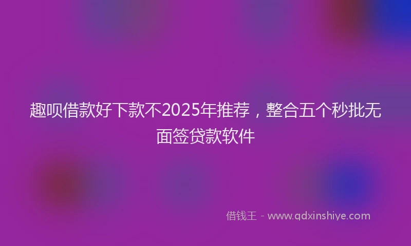 趣呗借款好下款不2025年推荐，整合五个秒批无面签贷款软件
