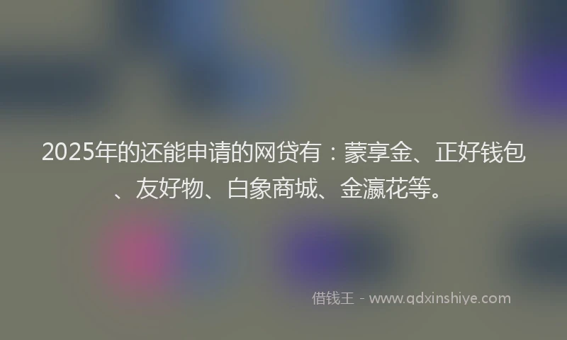 2025年的还能申请的网贷有：蒙享金、正好钱包、友好物、白象商城、金瀛花等。