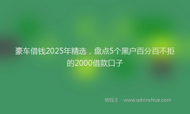 豪车借钱2025年精选，盘点5个黑户百分百不拒的2000借款口子