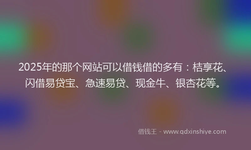 2025年的那个网站可以借钱借的多有：桔享花、闪借易贷宝、急速易贷、现金牛、银杏花等。