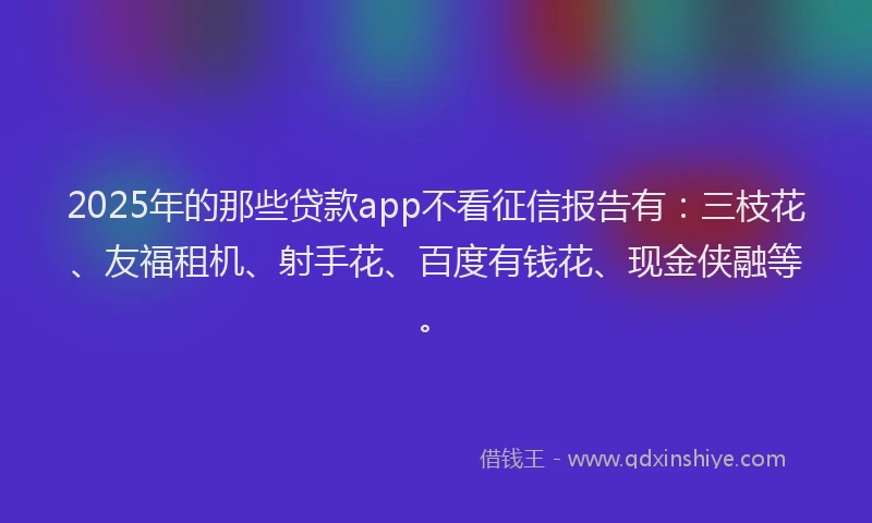 2025年的那些贷款app不看征信报告有：三枝花、友福租机、射手花、百度有钱花、现金侠融等。