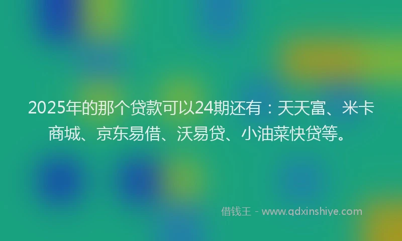 2025年的那个贷款可以24期还有：天天富、米卡商城、京东易借、沃易贷、小油菜快贷等。
