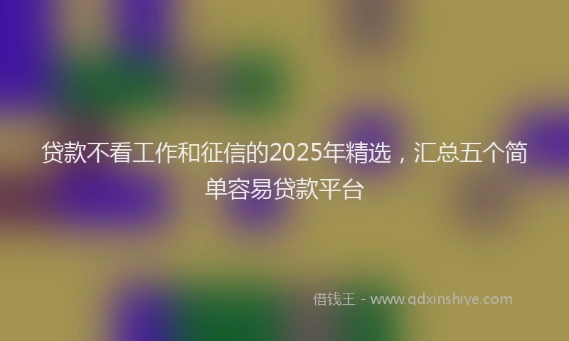 贷款不看工作和征信的2025年精选，汇总五个简单容易贷款平台