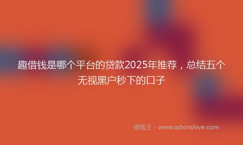 趣借钱是哪个平台的贷款2025年推荐，总结五个无视黑户秒下的口子