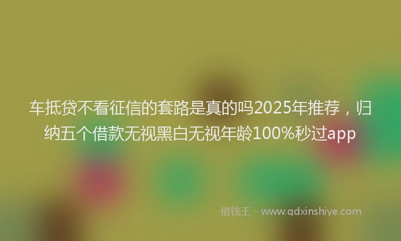 车抵贷不看征信的套路是真的吗2025年推荐，归纳五个借款无视黑白无视年龄100%秒过app
