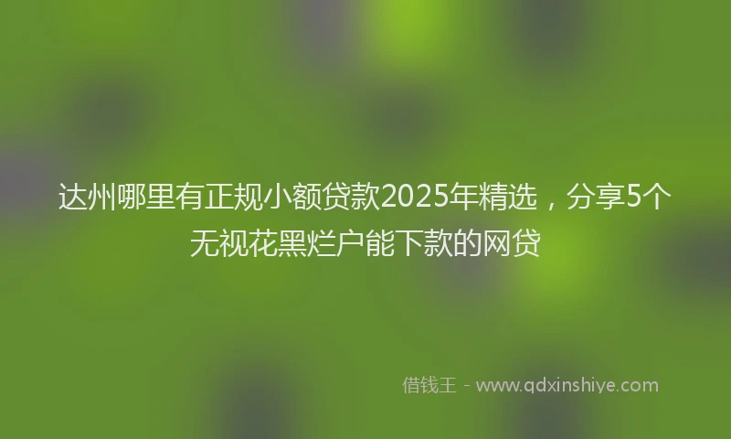 达州哪里有正规小额贷款2025年精选，分享5个无视花黑烂户能下款的网贷
