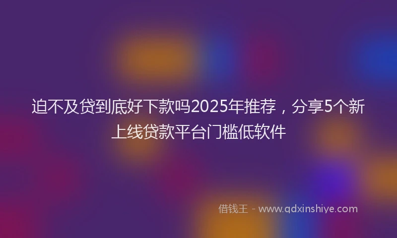 迫不及贷到底好下款吗2025年推荐，分享5个新上线贷款平台门槛低软件
