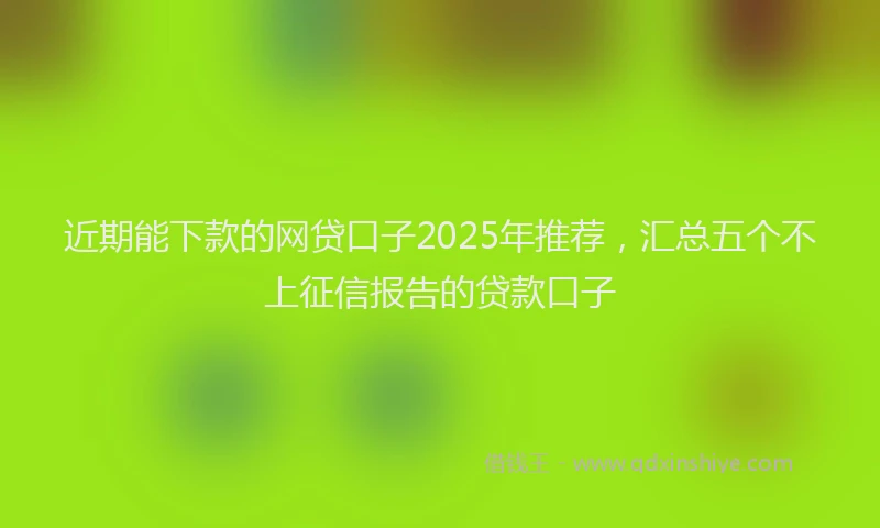 近期能下款的网贷口子2025年推荐，汇总五个不上征信报告的贷款口子