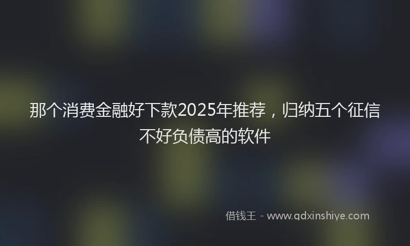 那个消费金融好下款2025年推荐，归纳五个征信不好负债高的软件