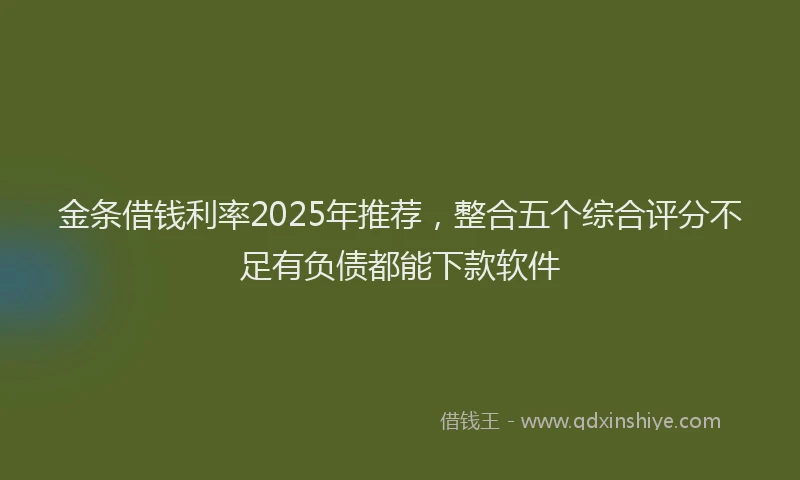 金条借钱利率2025年推荐，整合五个综合评分不足有负债都能下款软件
