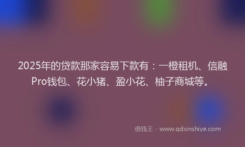 2025年的贷款那家容易下款有：一橙租机、信融Pro钱包、花小猪、盈小花、柚子商城等。