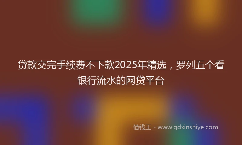 贷款交完手续费不下款2025年精选，罗列五个看银行流水的网贷平台