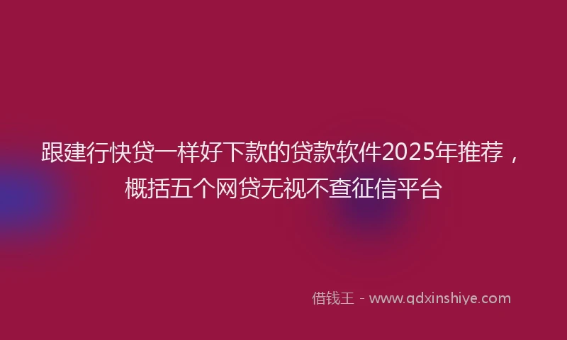 跟建行快贷一样好下款的贷款软件2025年推荐，概括五个网贷无视不查征信平台