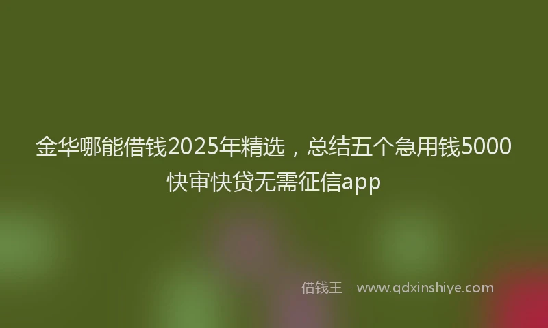 金华哪能借钱2025年精选，总结五个急用钱5000快审快贷无需征信app