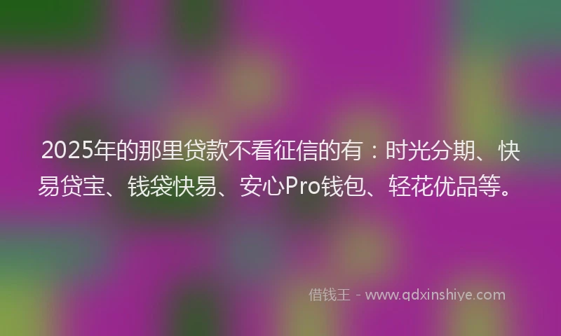 2025年的那里贷款不看征信的有：时光分期、快易贷宝、钱袋快易、安心Pro钱包、轻花优品等。