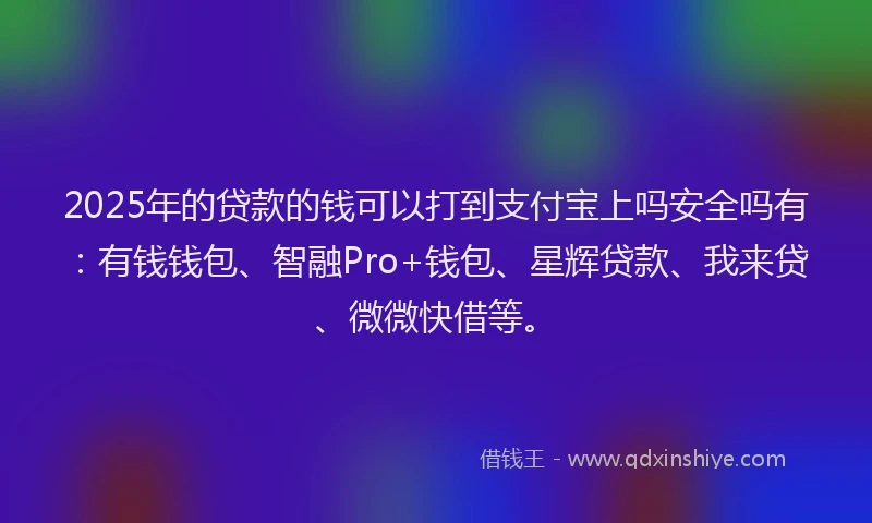 2025年的贷款的钱可以打到支付宝上吗安全吗有：有钱钱包、智融Pro+钱包、星辉贷款、我来贷、微微快借等。