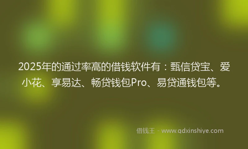 2025年的通过率高的借钱软件有：甄信贷宝、爱小花、享易达、畅贷钱包Pro、易贷通钱包等。